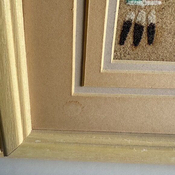 VTG Authentic Navajo Sandpainting Female Yei Signed A. J. 13.5 X 9.5" Frame READ - Picture 14 of 16